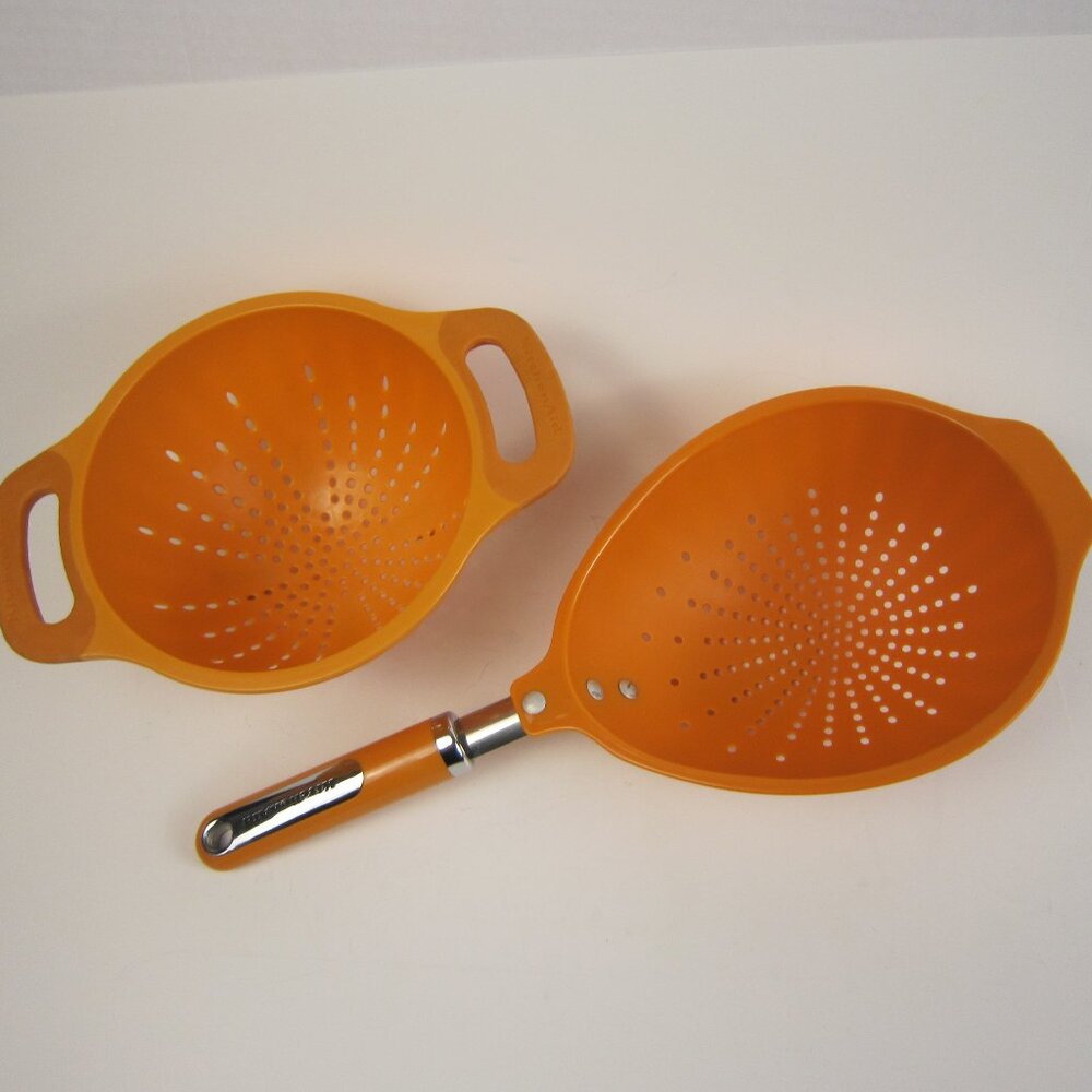 Vintage KitchenAid Strainer Colander Orange - Lot of 2 Strainers - Used